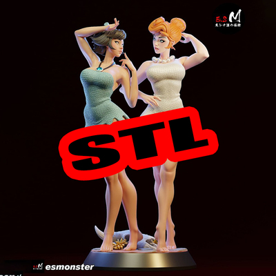 摩登原始人贝蒂鲁布威尔玛3D打印模型STL文件素材高精度图纸
