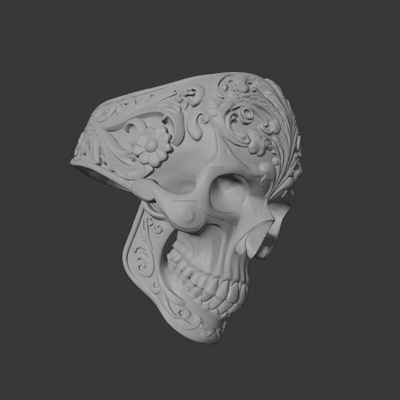 FDM骷髅头戒指造型整体3D打印模型STL文件素材高精度3FM