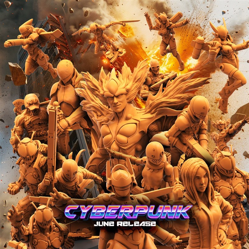 赛博朋克微缩强化机械战士DND3D打印模型STL文件素材高精桌游战旗