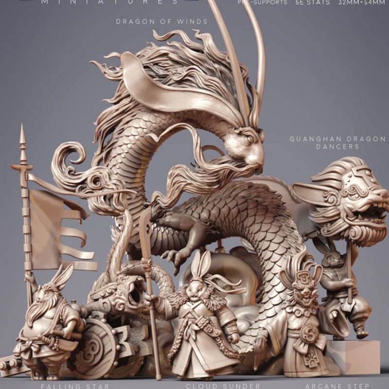 眼镜蛇64号风之龙兽棋子3D打印模型STL文件素材高游战棋地台组件