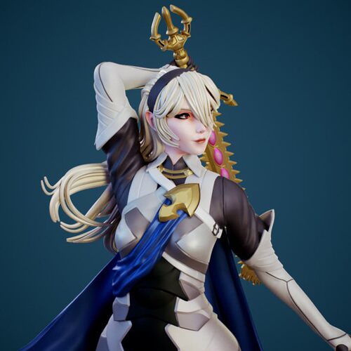神威火焰纹章雕塑白夜Corrin暗夜3D打印模型STL文件素材高精度