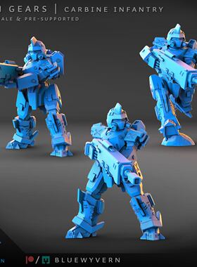 钢铁齿轮系列 卡宾枪步兵模块化3D打印模型STL文件素材高精度