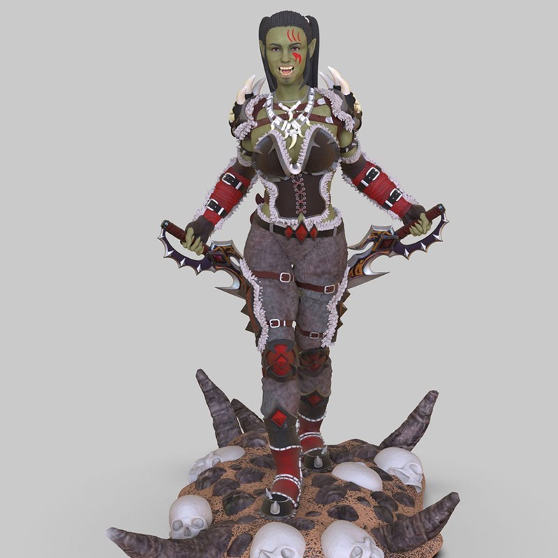半兽人魔兽迦罗娜3D打印模型STL文件素材高精度