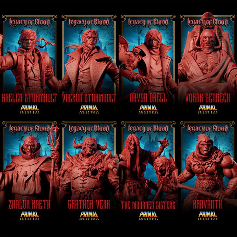 玄狩阁血裔承劫录8个角色3D打印模型STL文件素材高精度桌游战旗