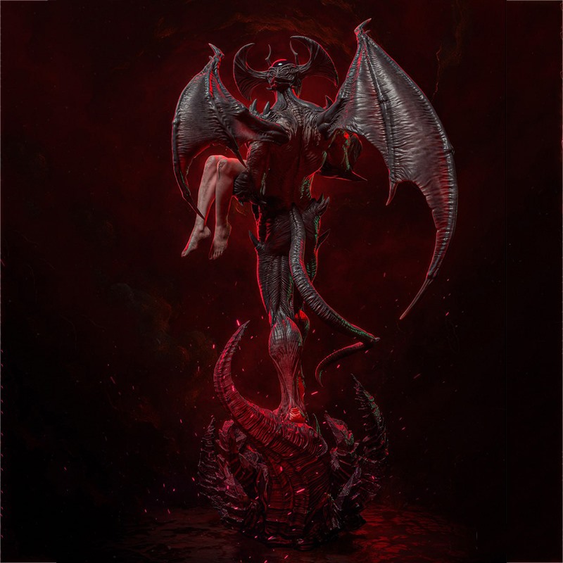 经典暗黑恶魔人和半身像3D打印模型STL文件素材高精度