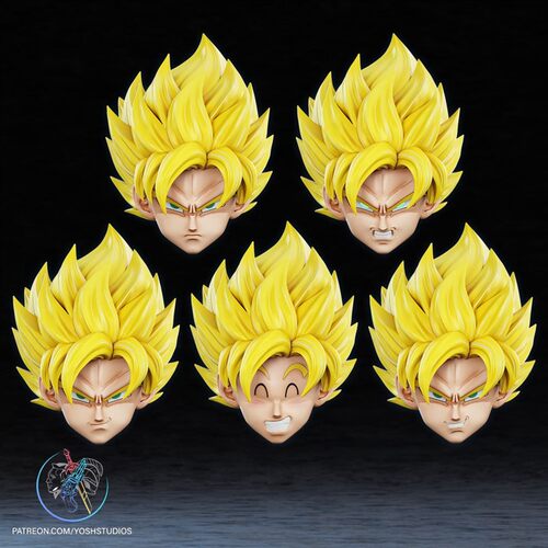 七龙珠孙悟空超级赛亚人头盔3D打印模型STL文件素材高精度
