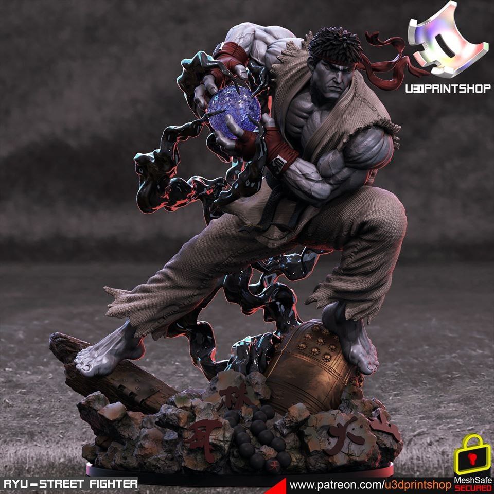 隆RYU街头霸王3D打印模型STL文件素材高精度波动拳