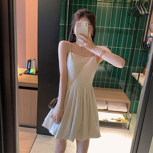 Suit suspender dress new women's dress large skirt fat mm THIN belly covering two-piece suit summer