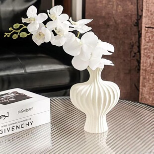 法式异形耸肩陶瓷花瓶客厅插花仿真花玄关艺术摆件复古侘寂风花器