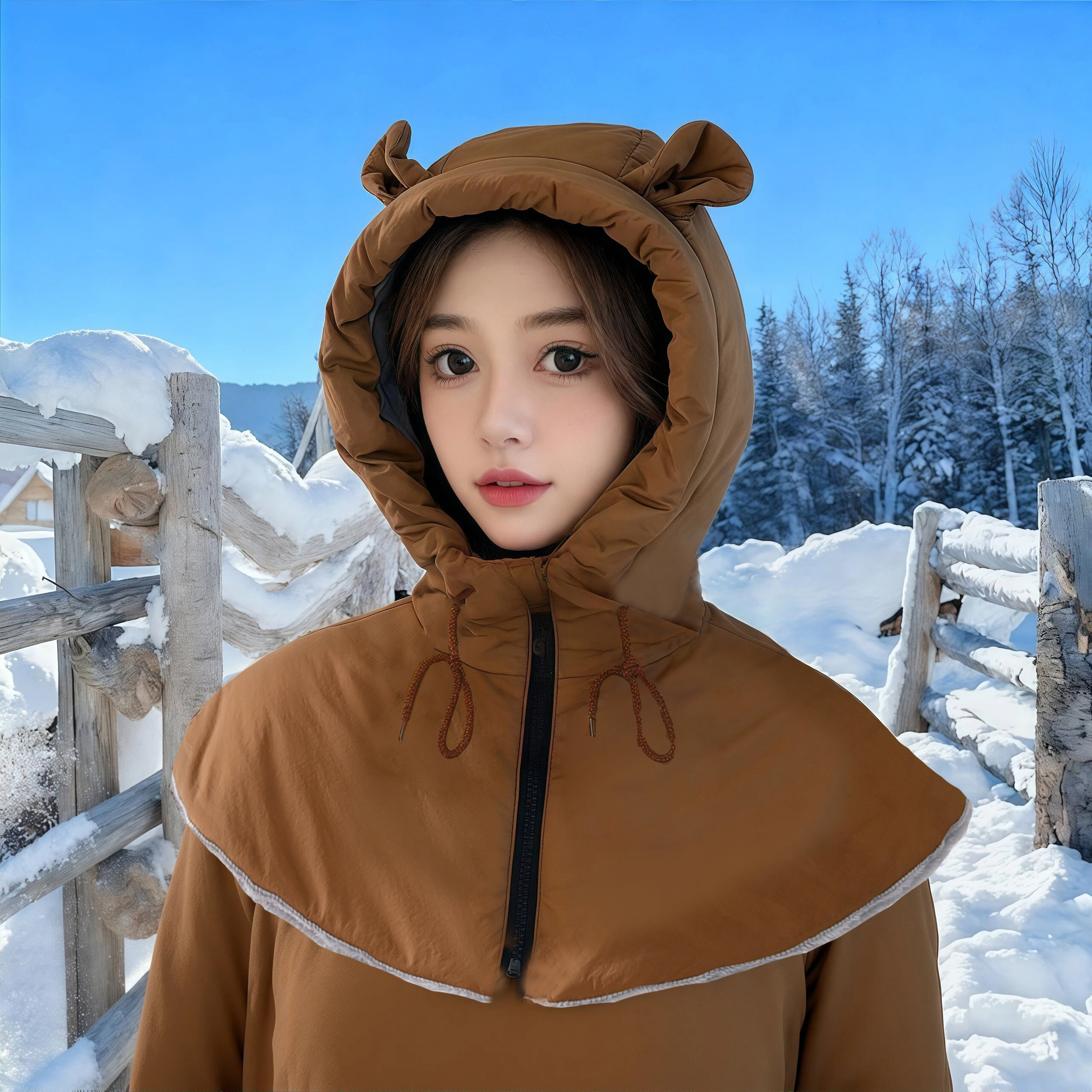 防水防风秋冬抗寒男女通用披肩帽