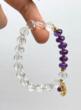 天然白水晶手链女款单圈手串饰品礼物送女友闺蜜