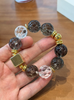 天然茶水晶手串女款单圈手链送女友闺蜜生日礼物