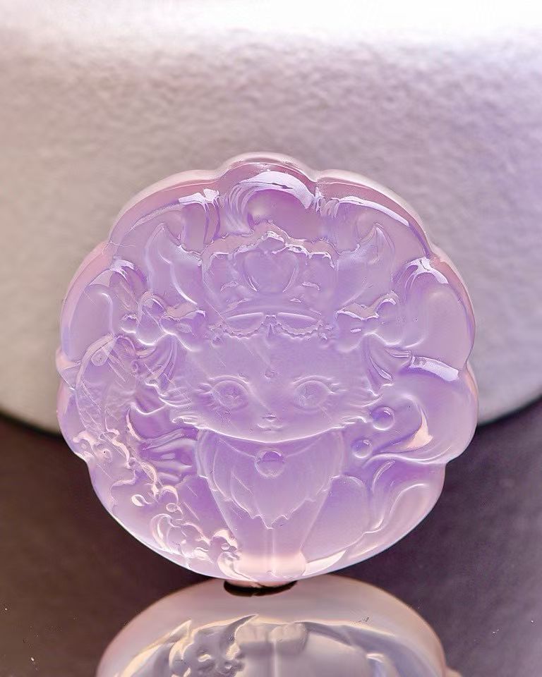 天然紫水晶九尾狐吊坠女款项链精工雕刻送女友生日礼物情侣款