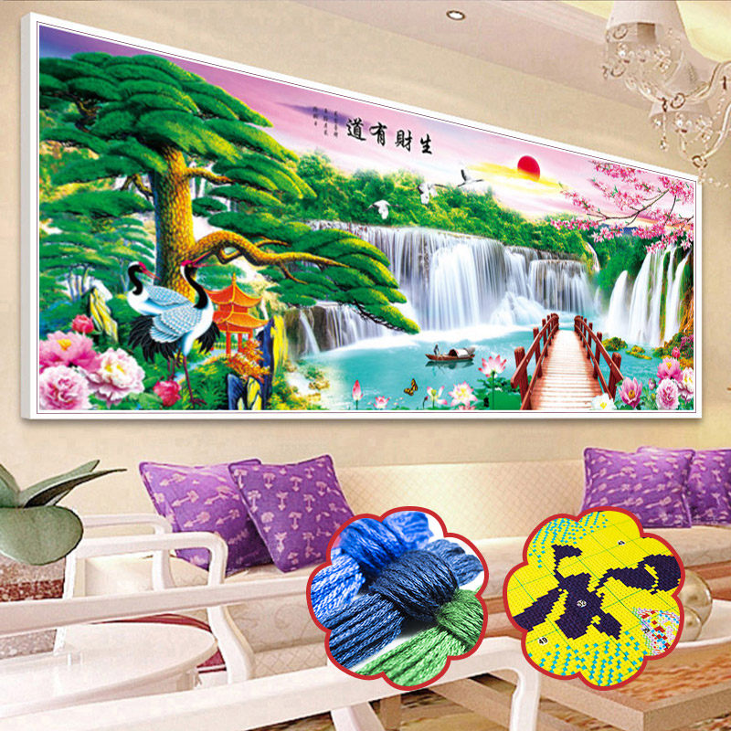 Cross stitch Thread embroidery new pattern Welcome Song a living room Simplicity Landscape painting Flowing water Making money Scenery Significant 2019 New Embroideryin the Home Fabric , Stitch &amp; Tools Accessories , Cross Stitch Kit  category - from Buy2taobao.com to provide professional Taobao agent buy service