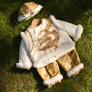 【金龙】一周岁男宝宝礼服婴儿抓周宴衣服拜年服男童唐装国风套装