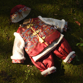 宝宝周岁礼服男童宝抓周唐装 婴儿汉服衣服 冬季 女宝中式 拜年服套装