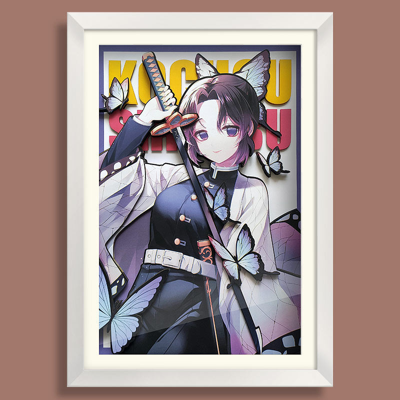 游戏二次元现代动漫鬼灭之刃蝴蝶忍虫柱装饰画3d立体画框挂画壁画