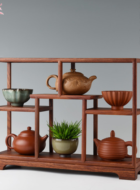 花梨木博古架小型实木摆件茶具茶叶架多宝阁紫砂壶展示架子置物架