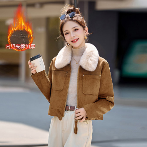 时尚可拆卸毛领洋气减龄棉服女冬