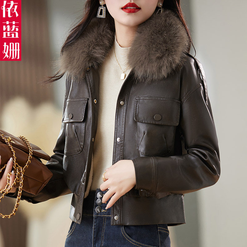 皮衣外套女短款2024冬季新款高级感小个子加绒加厚机车皮夹克棉衣