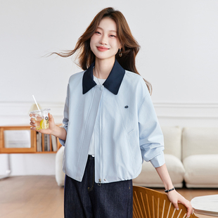拼接撞色工装短外套女2026春季新款韩系百搭时尚洋气减龄显瘦上衣