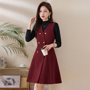 小香风背心连衣裙针织衫两件套装女春秋季气质高级感小个子打底裙