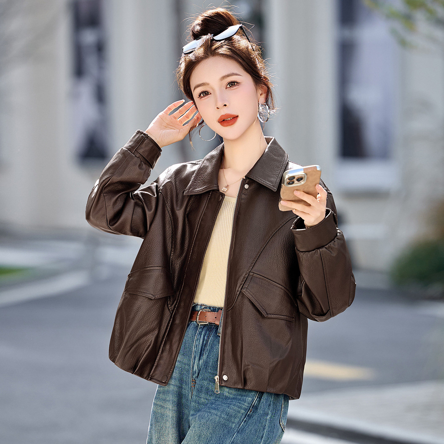 皮衣外套女2026春秋新款小个子韩版休闲洋气减龄短款PU皮机车夹克