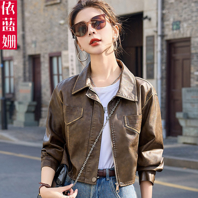 港风皮衣女2025新款洋气设计感机车皮小个子短款