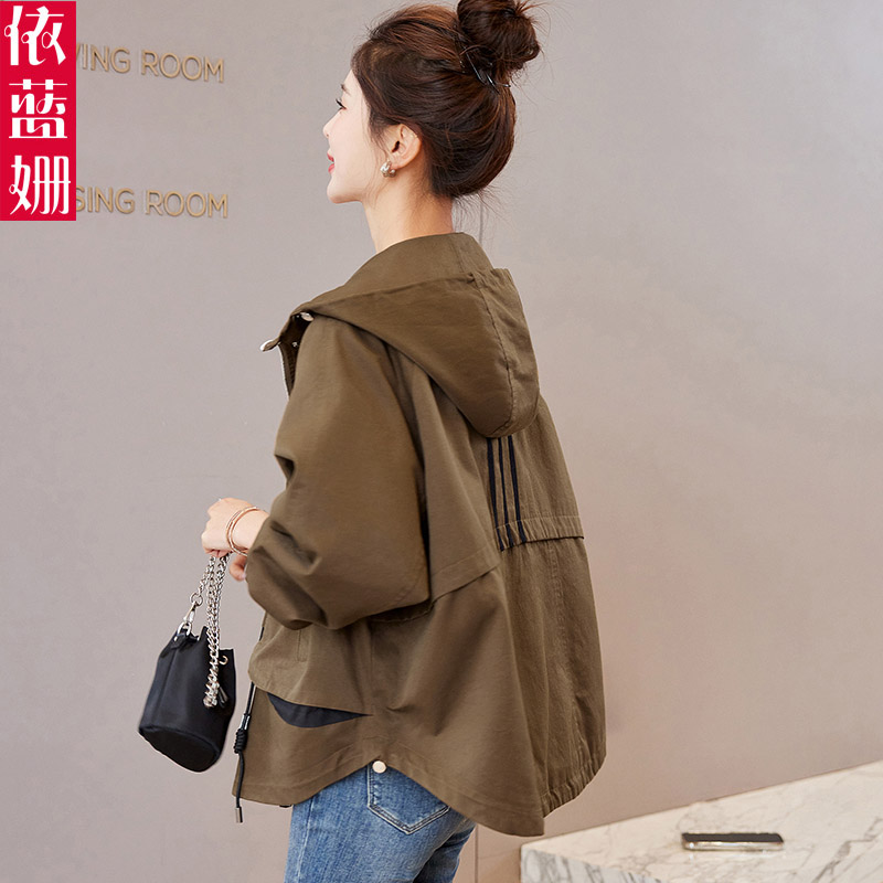 宽松bf休闲连帽工装夹克短外套女