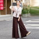 高级感时尚 休闲新中式 国风套装 2025新款 女春秋短外套阔腿裤 两件套