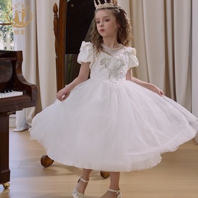 女童公主裙2025新款白色礼服裙