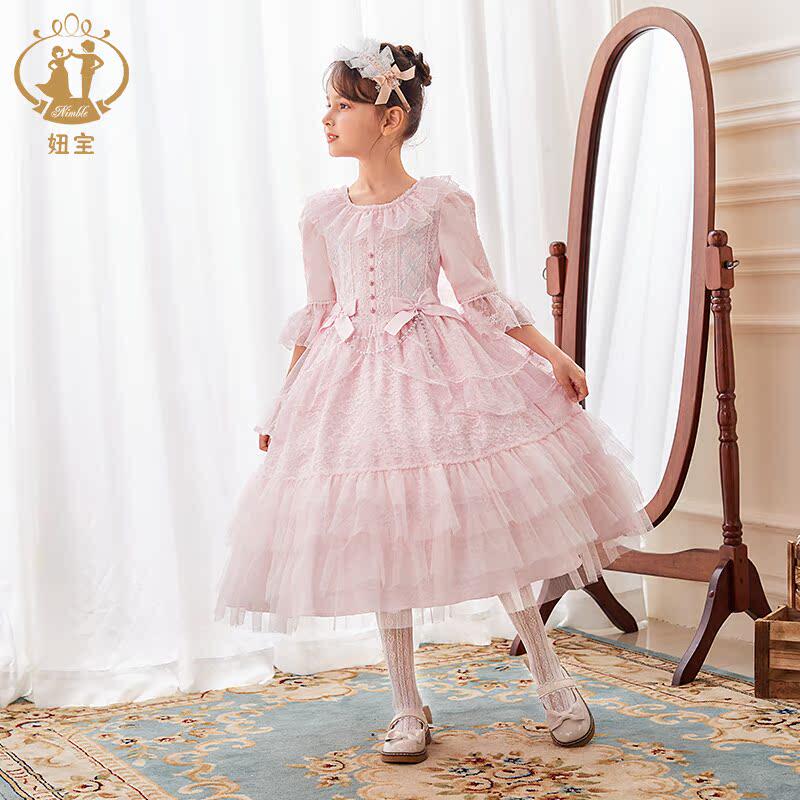 高端洛丽塔女童公主裙蕾丝蓬蓬裙生日洋气秋冬儿童lolita连衣裙