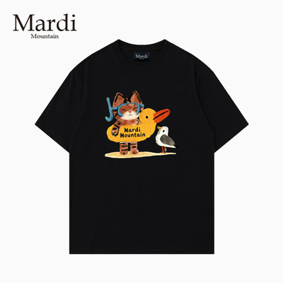 专柜授权 Mardi Mountain韩国正品2026夏新款黑白纯棉短袖女t恤