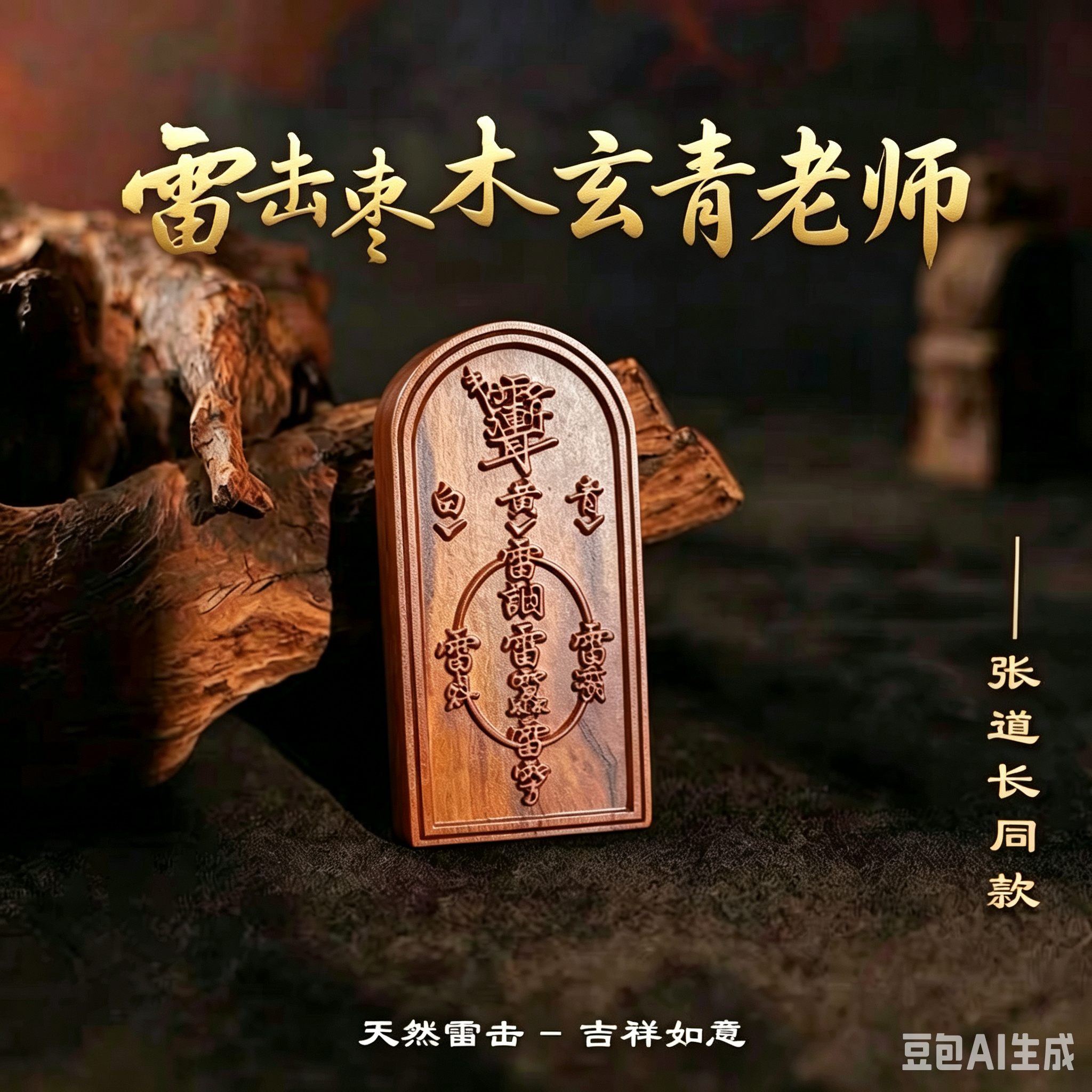 雷击枣木五雷令牌玄青老师指示令牌古风新款长方形diy办公室做旧