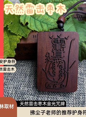 天然雷击枣木金光咒牌拂尘子老师正宗道家法器用品紫薇袆吊坠
