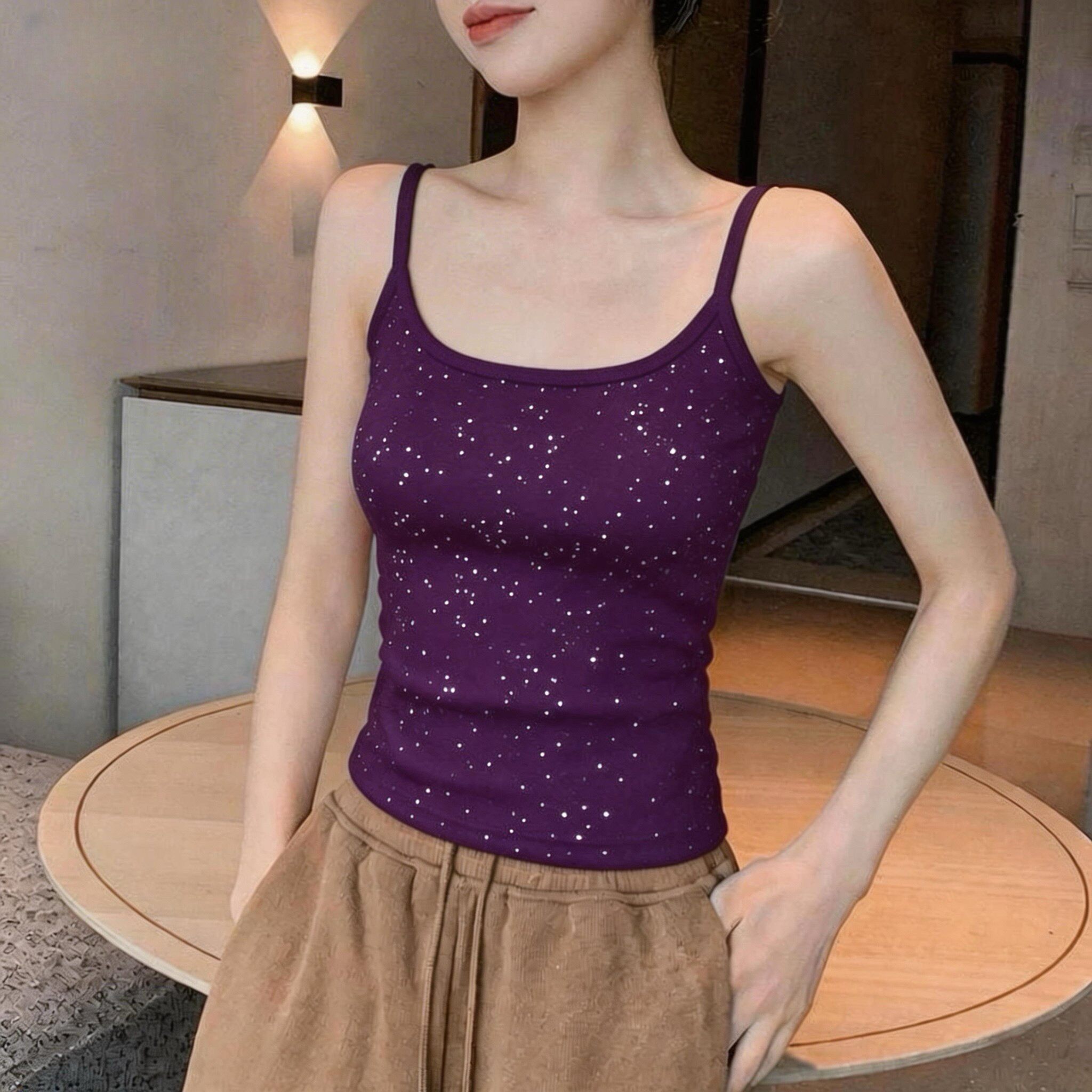 洋气满天星2026新款夏季女吊带衫时尚显瘦百搭打底小衫女修身上衣