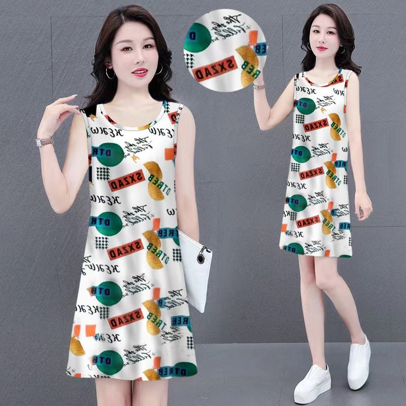 清仓捡漏~时尚爆款夏季薄款女装妈妈吊带背心连衣裙大码洋气显瘦