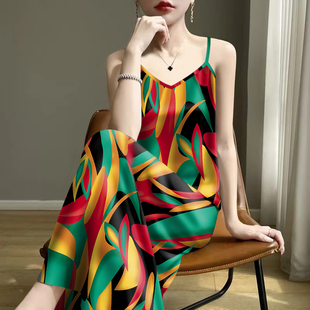 清仓捡漏-2025夏新款修身减龄遮肚妈妈装背心吊带中长款连衣裙女