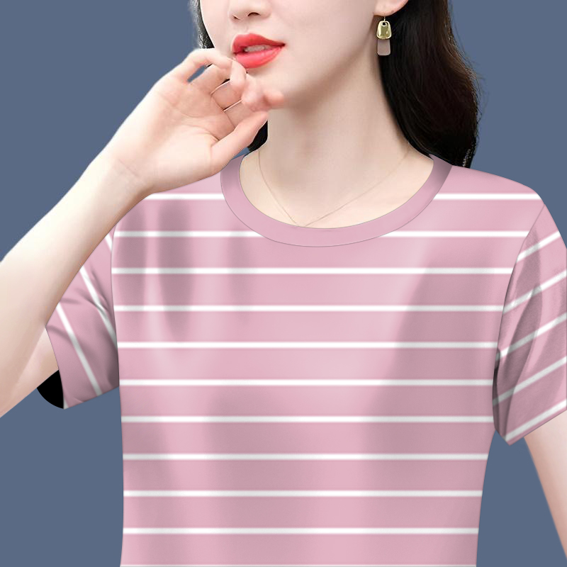清仓捡漏~2025新款妈妈装夏季短袖圆领打底衫遮肚显瘦T恤女上衣潮