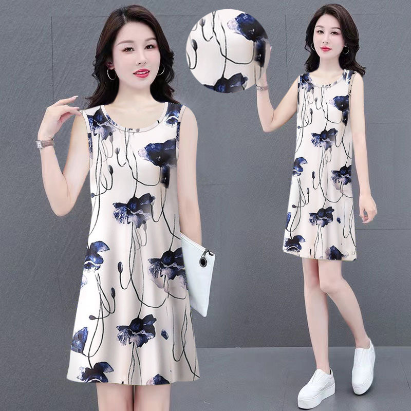 清仓捡漏~时尚爆款夏季薄款女装妈妈吊带背心连衣裙大码洋气显瘦