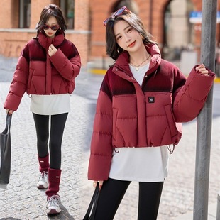 韩版 新款 休闲配色拼接90%白鸭绒外套 风羽绒服2025冬装 时尚