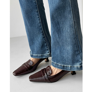 中跟单鞋 女春ol商务优雅宴会法式 4.5cm小细猫跟高跟鞋 Kmeizu巨软