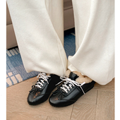 系带德训鞋 Kmeizu巨软 单鞋 加绒毛毛小皮鞋 5cm内增高休闲鞋 女新款