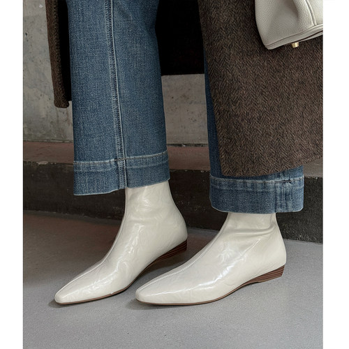 低跟简约弹力瘦瘦靴及踝短靴