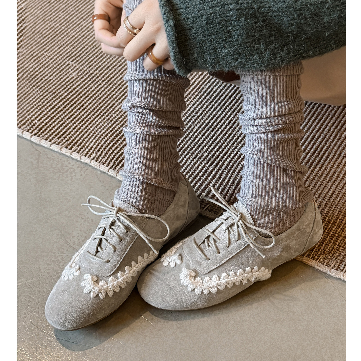 Kmeizu巨软~平底休闲鞋女新款花朵系带小皮鞋运动风德训真皮单鞋,女鞋,浅口单鞋,淘宝优惠券,粉丝福利购,淘宝优惠卷