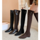 Kmeizu名媛显瘦 5cm内增高长靴女秋冬过膝靴弹力靴小个子及膝高靴