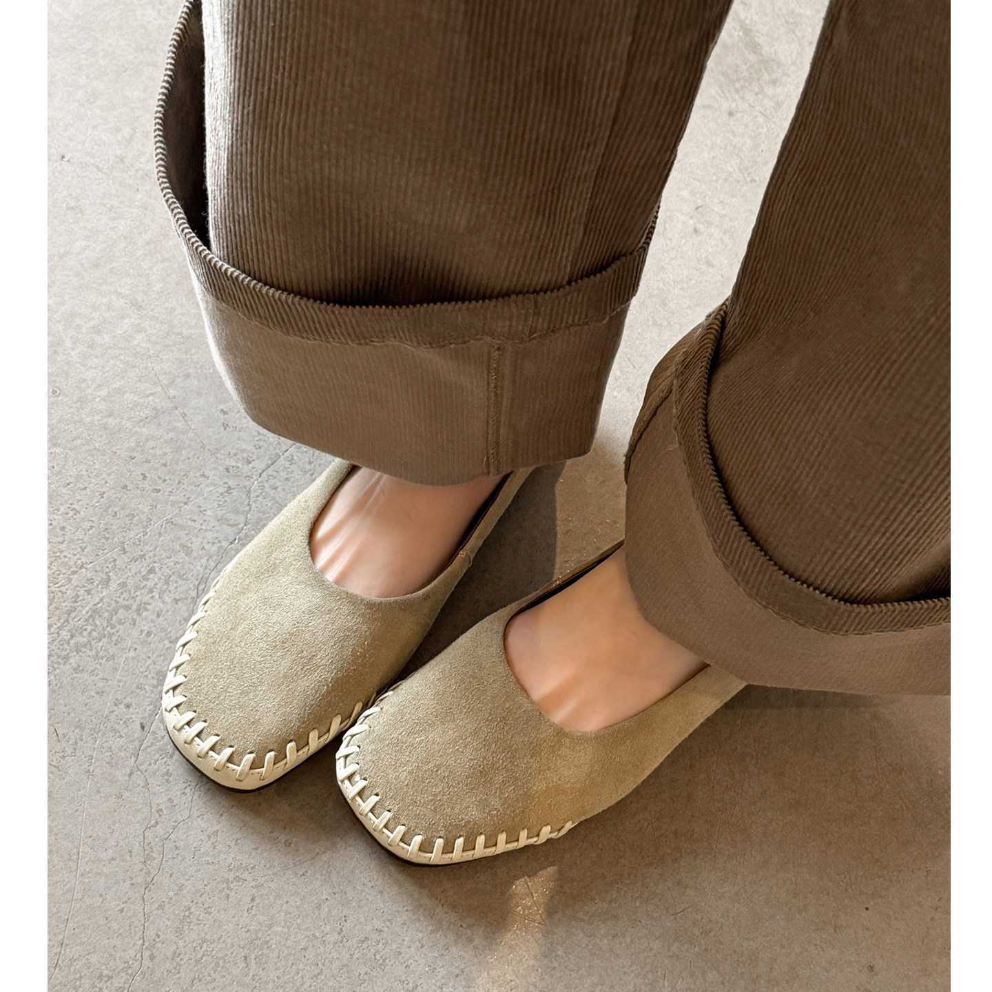 Kmeizu艺术生~车线感单鞋女新款小皮鞋方头瓢鞋纯真皮静音平底鞋,女鞋,浅口单鞋,淘宝优惠券,粉丝福利购,淘宝优惠卷