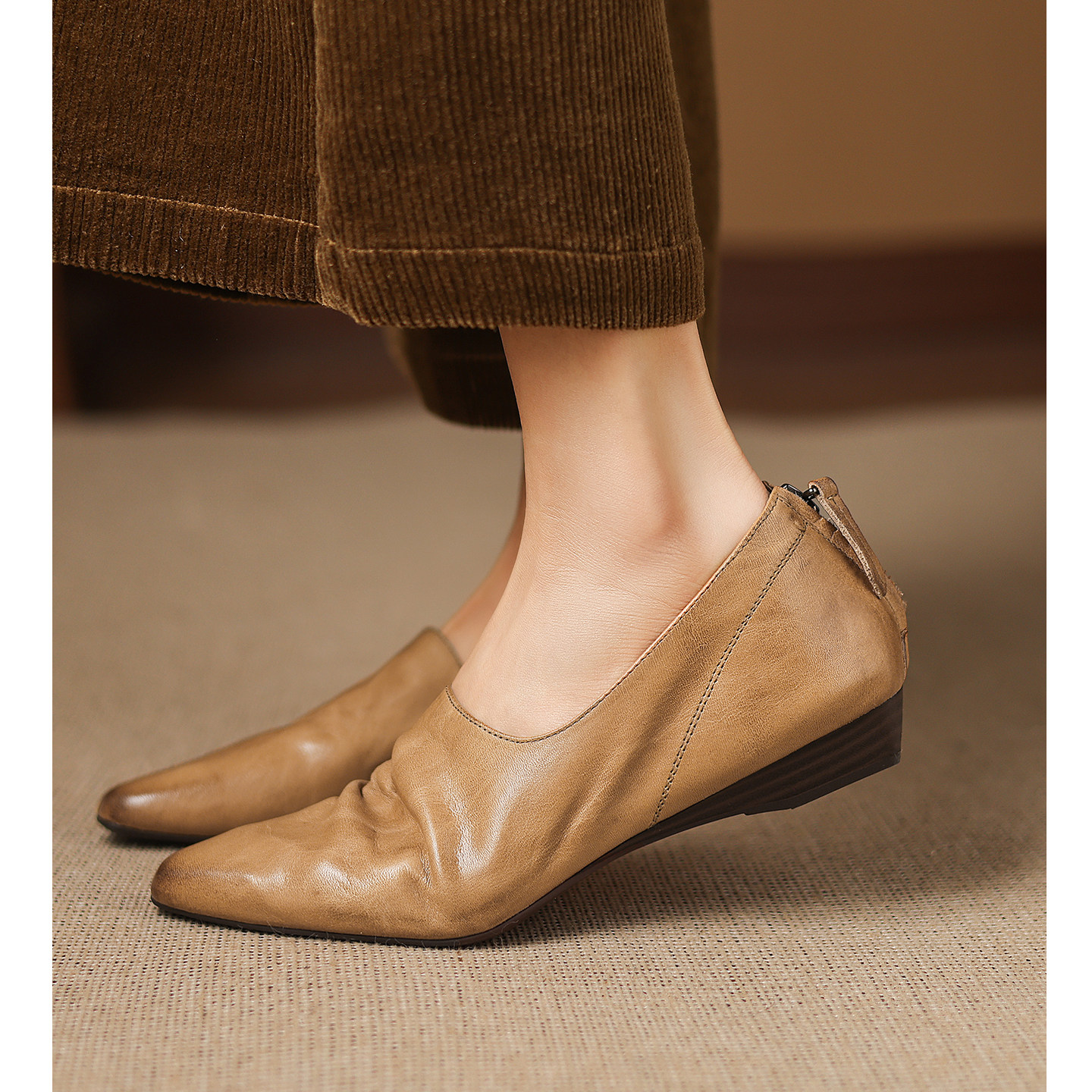 Kmeizu里外全皮~2cm平底乐福鞋女春新款简约中古小皮鞋平底单鞋40,女鞋,浅口单鞋,淘宝优惠券,粉丝福利购,淘宝优惠卷