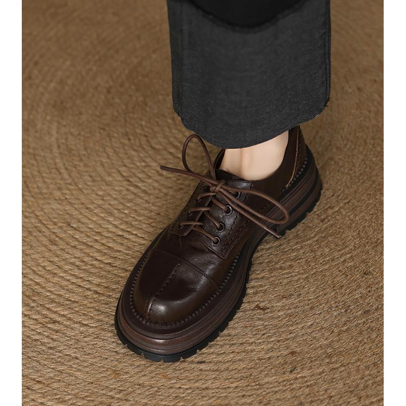 洋气厚底系带乐福鞋休闲小皮鞋