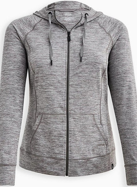 230斤欧美特大码女指套中长遮臀薄软糯灰色弹力速干运动外套Y68